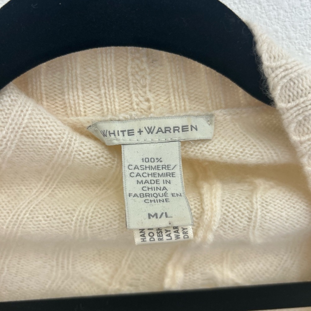 White + Warren Dolman Sleeve Cable Knit Cardigan Sweater in ivory cashmere M/L - Picture 5 of 8